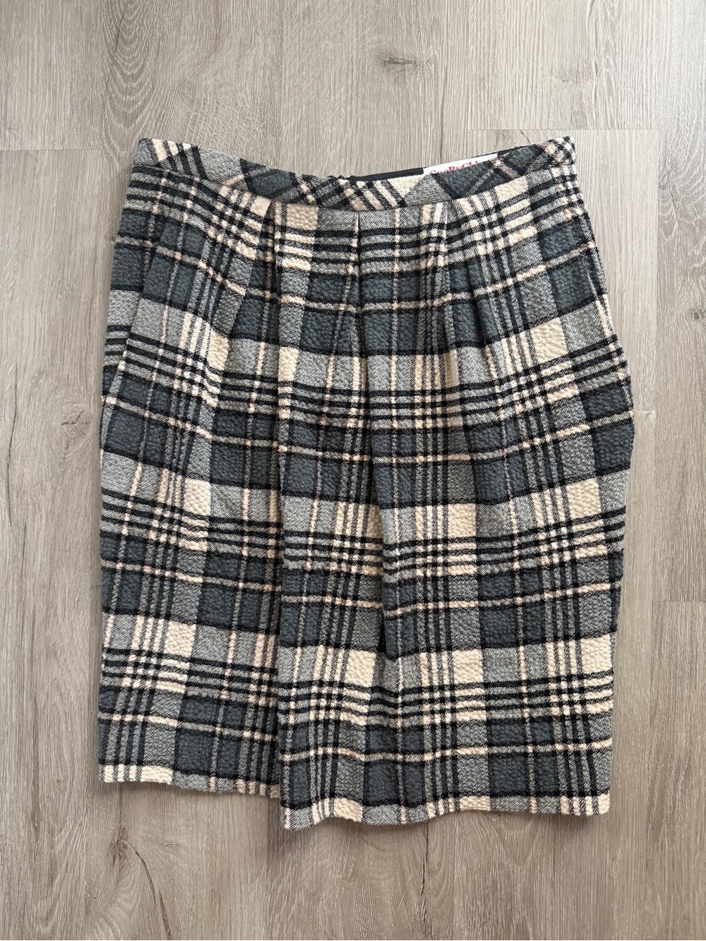See by Chloe Wool Blend Plaid Pleated A-line Skirt, US Size 4